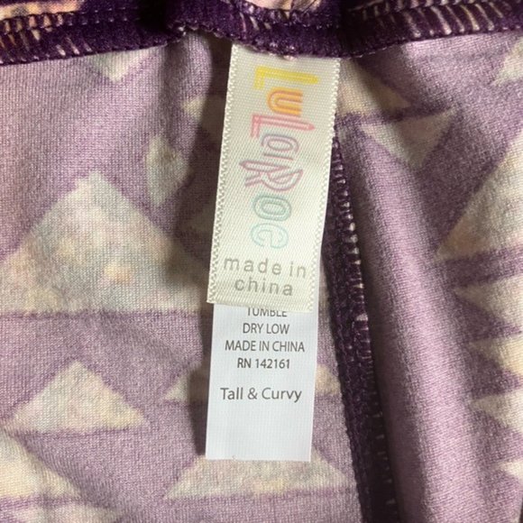 LuLaRoe TC Leggings Tall & Curvy New Purple Geometric Grey Gray Cream Yellow Pea - Picture 4 of 5